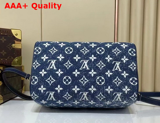 Louis Vuitton Speedy Bandouliere 25 Navy Blue Denim Jacquard Textile M59609 Replica