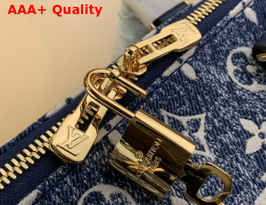 Louis Vuitton Speedy Bandouliere 25 Navy Blue Denim Jacquard Textile M59609 Replica