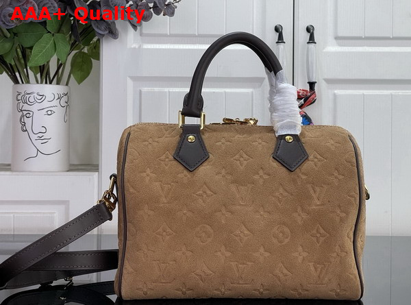 Louis Vuitton Speedy Bandouliere 25 in Beige Trench Embossed Calfskin Suede Leather M2A383 Replica