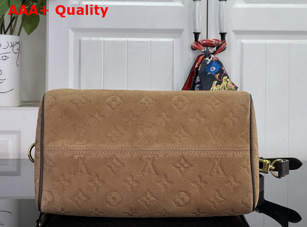 Louis Vuitton Speedy Bandouliere 25 in Beige Trench Embossed Calfskin Suede Leather M2A383 Replica