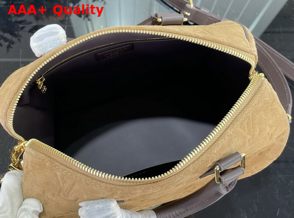 Louis Vuitton Speedy Bandouliere 25 in Beige Trench Embossed Calfskin Suede Leather M2A383 Replica