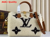 Louis Vuitton Speedy Bandouliere 25 in Cream and Brown Shearling M23468 Replica