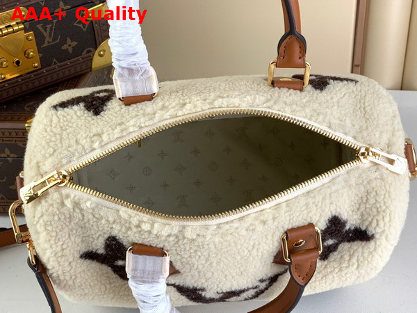 Louis Vuitton Speedy Bandouliere 25 in Cream and Brown Shearling M23468 Replica