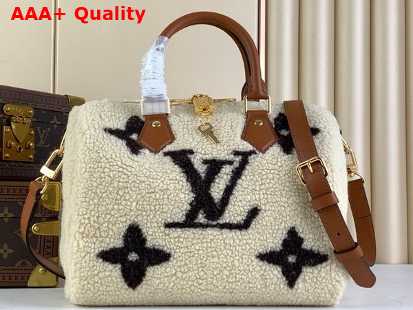 Louis Vuitton Speedy Bandouliere 25 in Cream and Brown Shearling M23468 Replica
