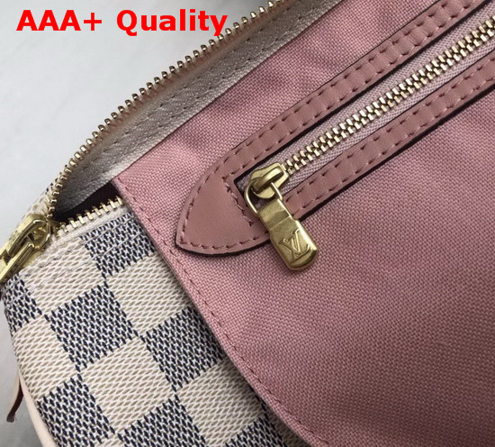 Louis Vuitton Speedy Bandouliere 30 Damier Azur Canvas with Pink Cowhide Leather Trim Replica