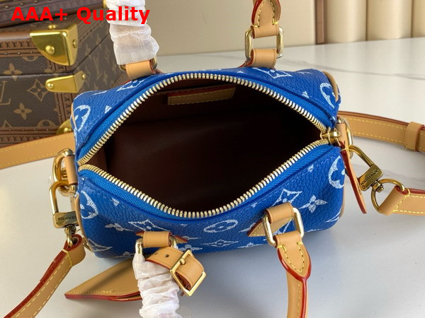 Louis Vuitton Speedy P9 Bandouliere 18 Bag in Blue Monogram Leather Replica