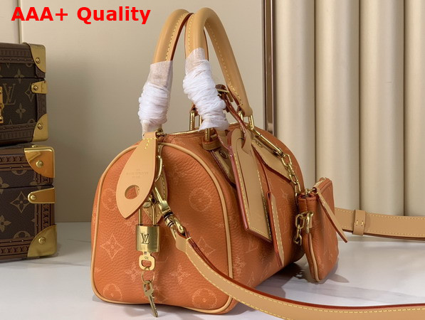 Louis Vuitton Speedy P9 Bandouliere 20 Ochre Calfskin Leather Monogram with a Printed Twill Effect M28307 Replica