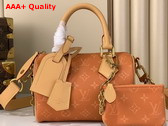 Louis Vuitton Speedy P9 Bandouliere 20 Ochre Calfskin Leather Monogram with a Printed Twill Effect M28307 Replica