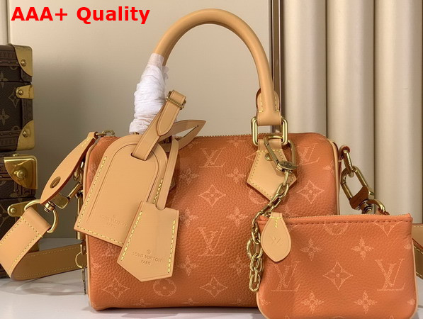 Louis Vuitton Speedy P9 Bandouliere 20 Ochre Calfskin Leather Monogram with a Printed Twill Effect M28307 Replica
