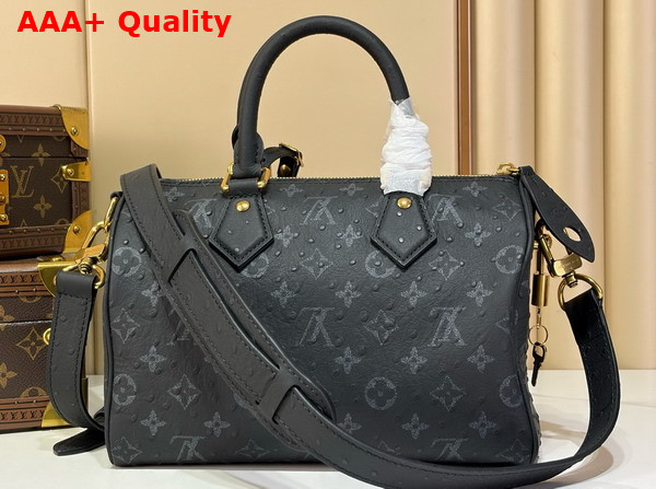 Louis Vuitton Speedy P9 Bandouliere 25 Bag in Black Ostrich Leather Replica