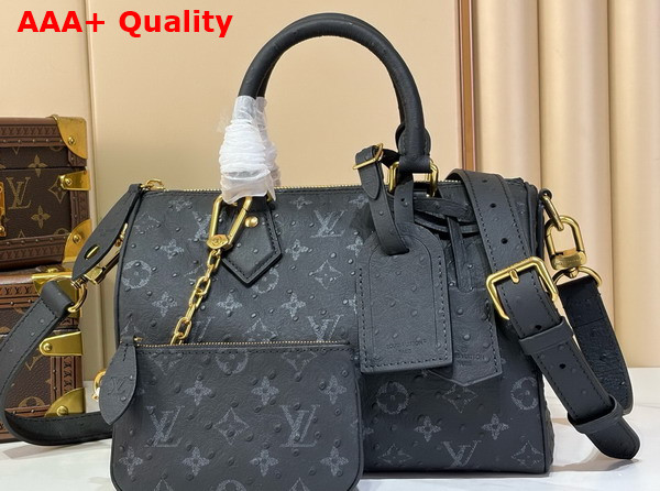 Louis Vuitton Speedy P9 Bandouliere 25 Bag in Black Ostrich Leather Replica