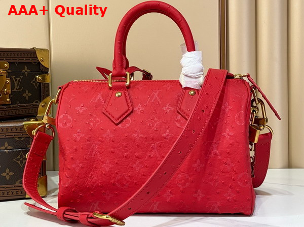 Louis Vuitton Speedy P9 Bandouliere 25 Bag in Red Ostrich Leather Replica