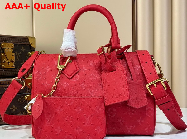 Louis Vuitton Speedy P9 Bandouliere 25 Bag in Red Ostrich Leather Replica