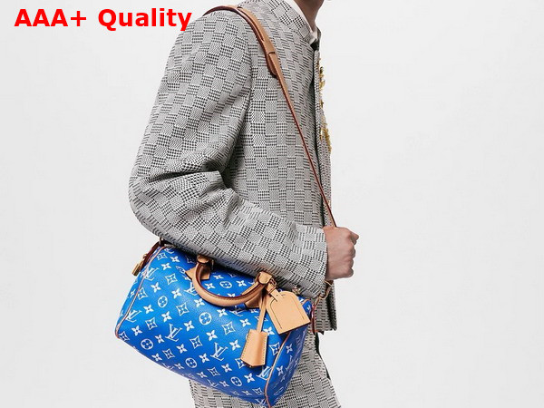 Louis Vuitton Speedy P9 Bandouliere 25 Blue Monogram Leather M24424 Replica
