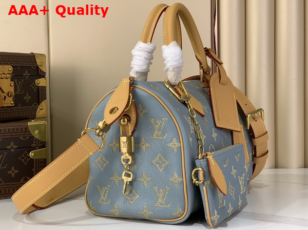 Louis Vuitton Speedy P9 Bandouliere 25 Golden Silk Blue Calfskin Leather M28080 Replica
