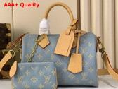 Louis Vuitton Speedy P9 Bandouliere 25 Golden Silk Blue Calfskin Leather M28080 Replica
