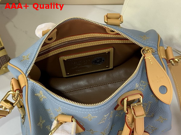 Louis Vuitton Speedy P9 Bandouliere 25 Golden Silk Blue Calfskin Leather M28080 Replica