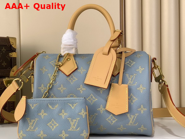 Louis Vuitton Speedy P9 Bandouliere 25 Golden Silk Blue Calfskin Leather M28080 Replica