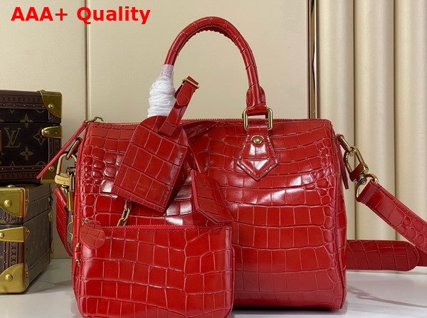 Louis Vuitton Speedy P9 Bandouliere 25 in Red Alligator Leather Replica