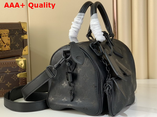 Louis Vuitton Speedy P9 Bandouliere 25 in Ultra Black Calf Leather with Monogram Print Replica