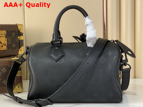 Louis Vuitton Speedy P9 Bandouliere 25 in Ultra Black Calf Leather with Monogram Print Replica