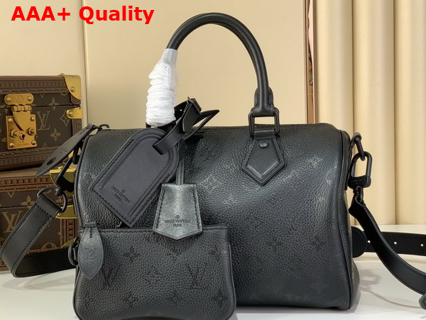 Louis Vuitton Speedy P9 Bandouliere 25 in Ultra Black Calf Leather with Monogram Print Replica
