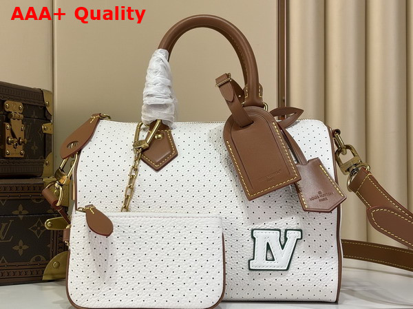 Louis Vuitton Speedy P9 Bandouliere 25 in White Perforated Calfskin Replica