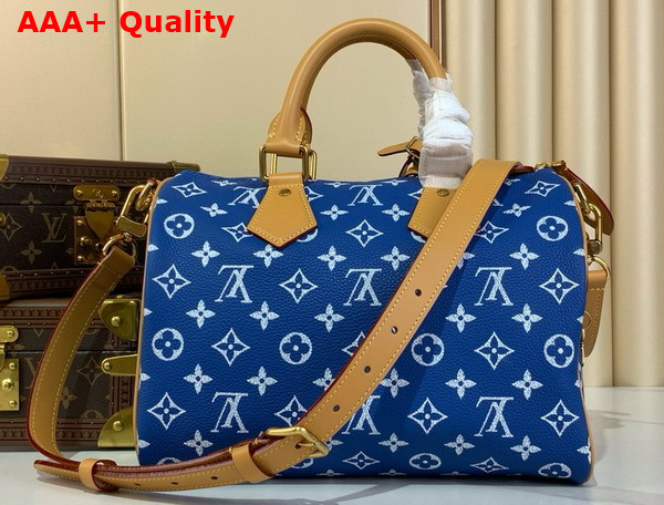 Louis Vuitton Speedy P9 Bandouliere 30 Bag in Blue Calf Leather Replica