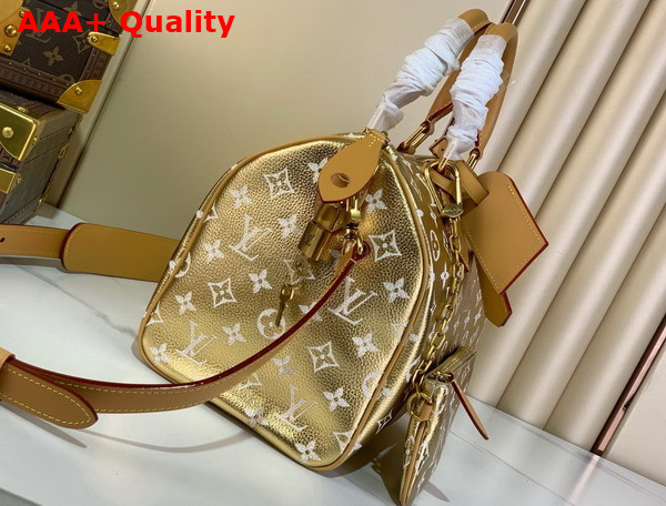 Louis Vuitton Speedy P9 Bandouliere 30 Bag in Metallic Gold Calf Leather Replica