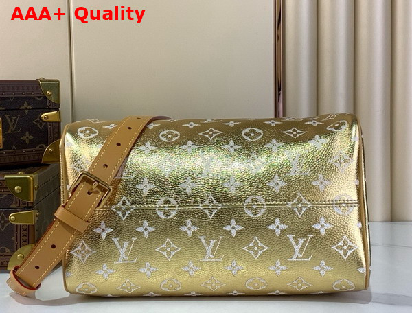 Louis Vuitton Speedy P9 Bandouliere 30 Bag in Metallic Gold Calf Leather Replica