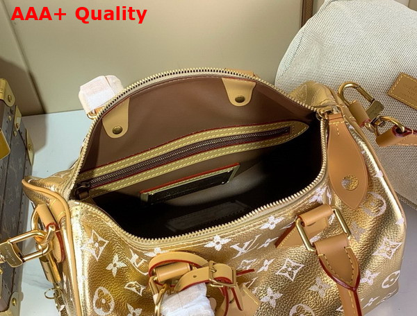 Louis Vuitton Speedy P9 Bandouliere 30 Bag in Metallic Gold Calf Leather Replica