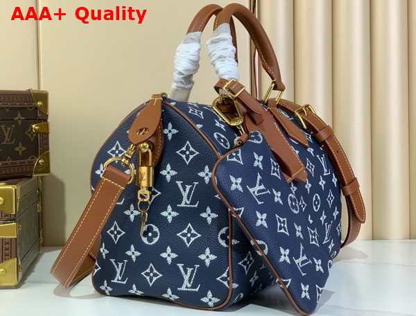 Louis Vuitton Speedy P9 Bandouliere 30 Bag in Navy Blue Calf Leather Replica