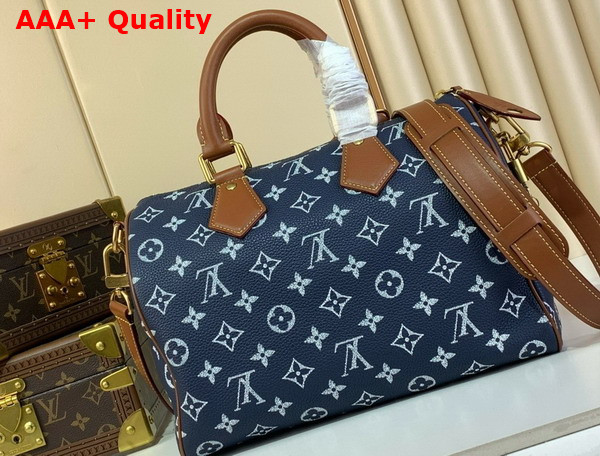 Louis Vuitton Speedy P9 Bandouliere 30 Bag in Navy Blue Calf Leather Replica