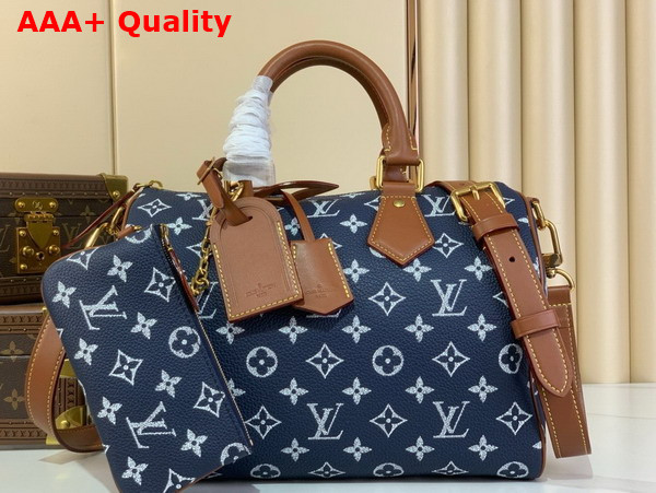 Louis Vuitton Speedy P9 Bandouliere 30 Bag in Navy Blue Calf Leather Replica