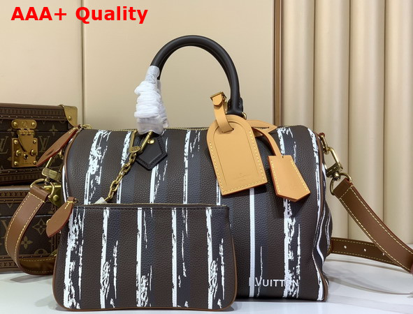 Louis Vuitton Speedy P9 Bandouliere 30 Dandy Brown Stripes Calfskin Leather M28190 Replica