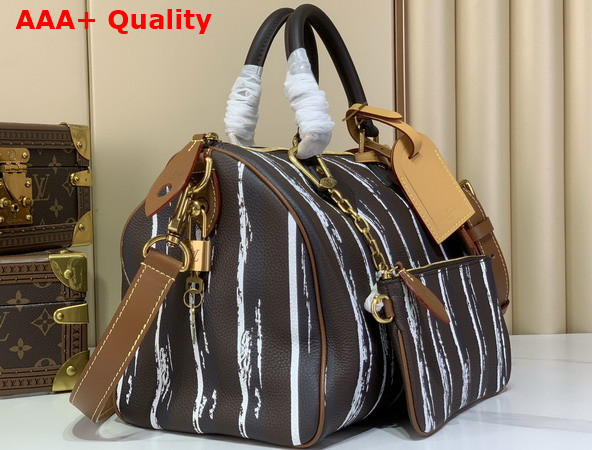 Louis Vuitton Speedy P9 Bandouliere 30 Dandy Brown Stripes Calfskin Leather M28190 Replica
