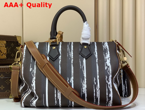 Louis Vuitton Speedy P9 Bandouliere 30 Dandy Brown Stripes Calfskin Leather M28190 Replica