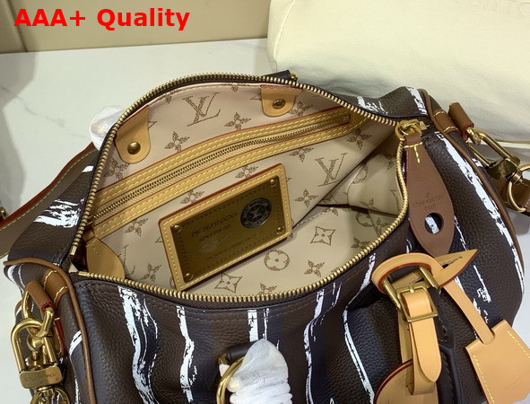 Louis Vuitton Speedy P9 Bandouliere 30 Dandy Brown Stripes Calfskin Leather M28190 Replica