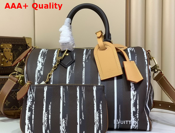 Louis Vuitton Speedy P9 Bandouliere 30 Dandy Brown Stripes Calfskin Leather M28190 Replica
