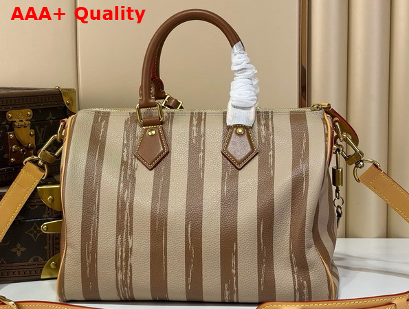 Louis Vuitton Speedy P9 Bandouliere 30 in Camel Washed Stripes Calfskin Leather Replica