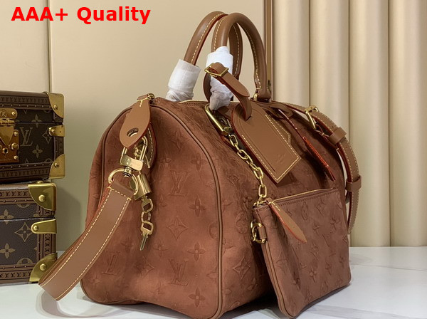Louis Vuitton Speedy P9 Bandouliere 30 in Luxurious Brown Suede with a Debossed Monogram Pattern M29405 Replica