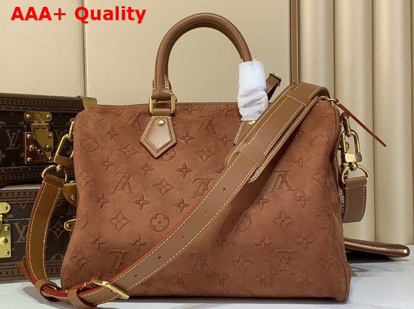 Louis Vuitton Speedy P9 Bandouliere 30 in Luxurious Brown Suede with a Debossed Monogram Pattern M29405 Replica