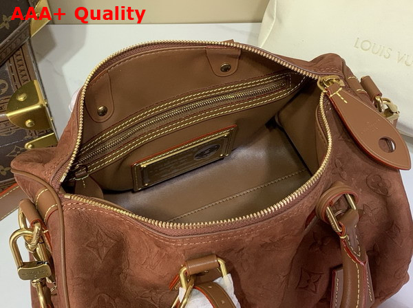 Louis Vuitton Speedy P9 Bandouliere 30 in Luxurious Brown Suede with a Debossed Monogram Pattern M29405 Replica