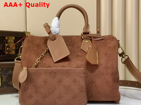 Louis Vuitton Speedy P9 Bandouliere 30 in Luxurious Brown Suede with a Debossed Monogram Pattern M29405 Replica