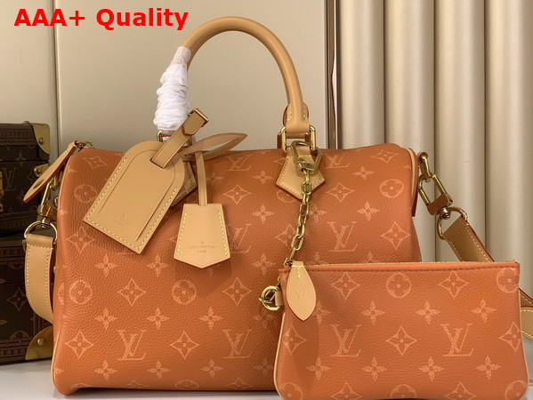 Louis Vuitton Speedy P9 Bandouliere 30 in Ocre Calfskin Leather with a Tonal Monogram Print M27977 Replica