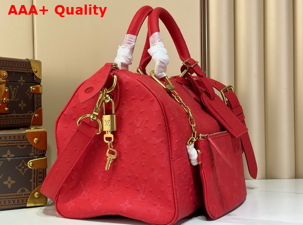 Louis Vuitton Speedy P9 Bandouliere 30 in Red Ostrich Leather Replica