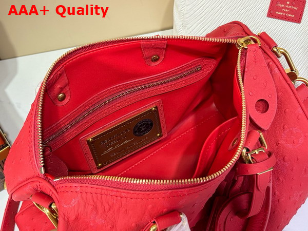 Louis Vuitton Speedy P9 Bandouliere 30 in Red Ostrich Leather Replica
