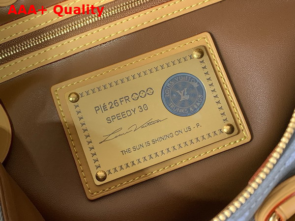 Louis Vuitton Speedy P9 Bandouliere 30 in Silk Blue Calfskin Leather with a Tonal Monogram Print M28384 Replica