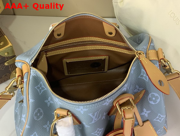 Louis Vuitton Speedy P9 Bandouliere 30 in Silk Blue Calfskin Leather with a Tonal Monogram Print M28384 Replica
