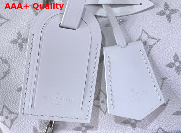 Louis Vuitton Speedy P9 Bandouliere 30 in White Calf Leather with Monogram Print and Dog Print Replica